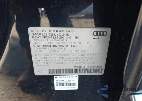 2013 Audi Q5 2.0T Premium z USA, uszkodzony, nr VIN WA1LFBFP4DA090940